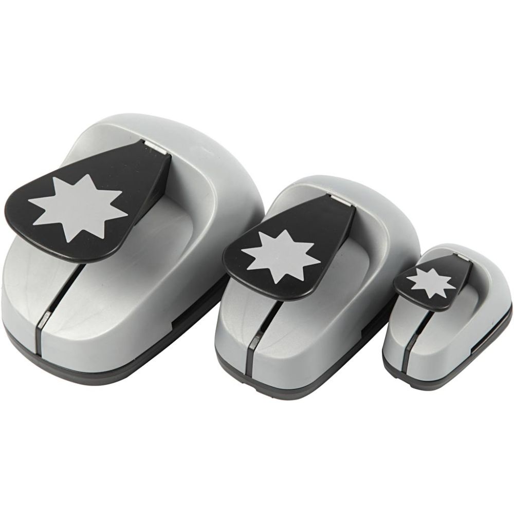 3 - Piece Nested 8 - Pointed Star Craft Punch Set - 25/50/75mm Paper Punches for Scrapbooking - Home - Crafts