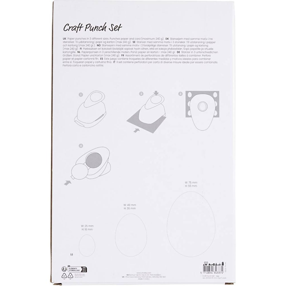 3 - Piece Nested Egg Craft Punch Set - 25/50/76mm Paper Punches for Scrapbooking - Home - Crafts