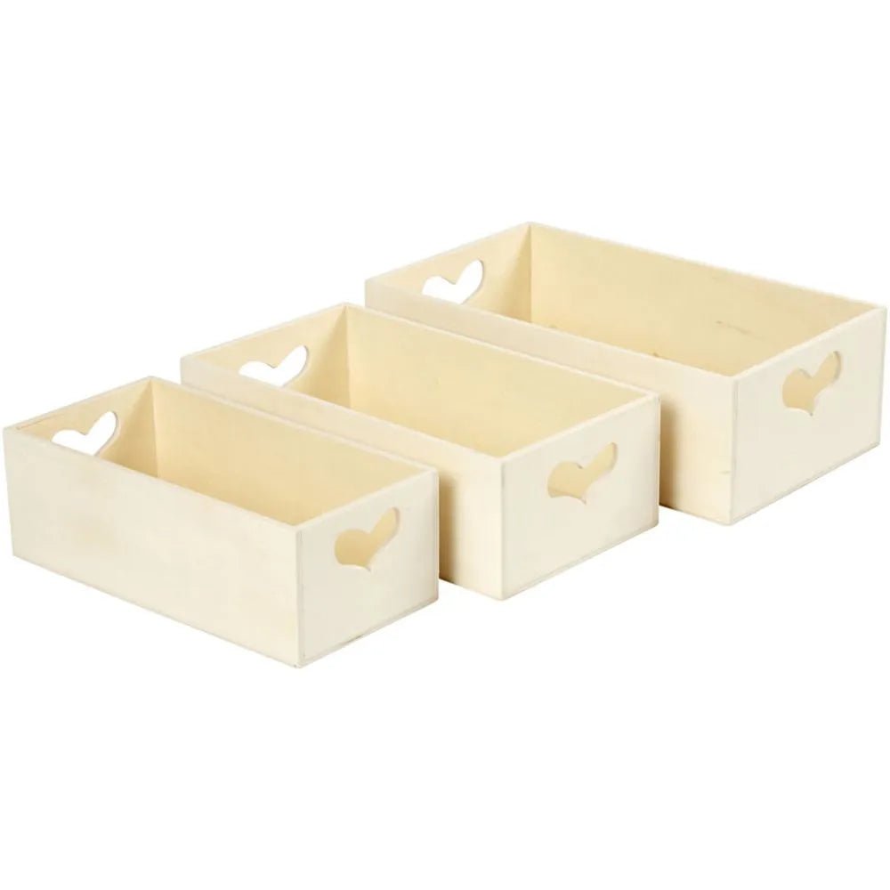 3 Practical Storage Wooden Boxes With Heart Handle Decoration Craft - Home - Crafts
