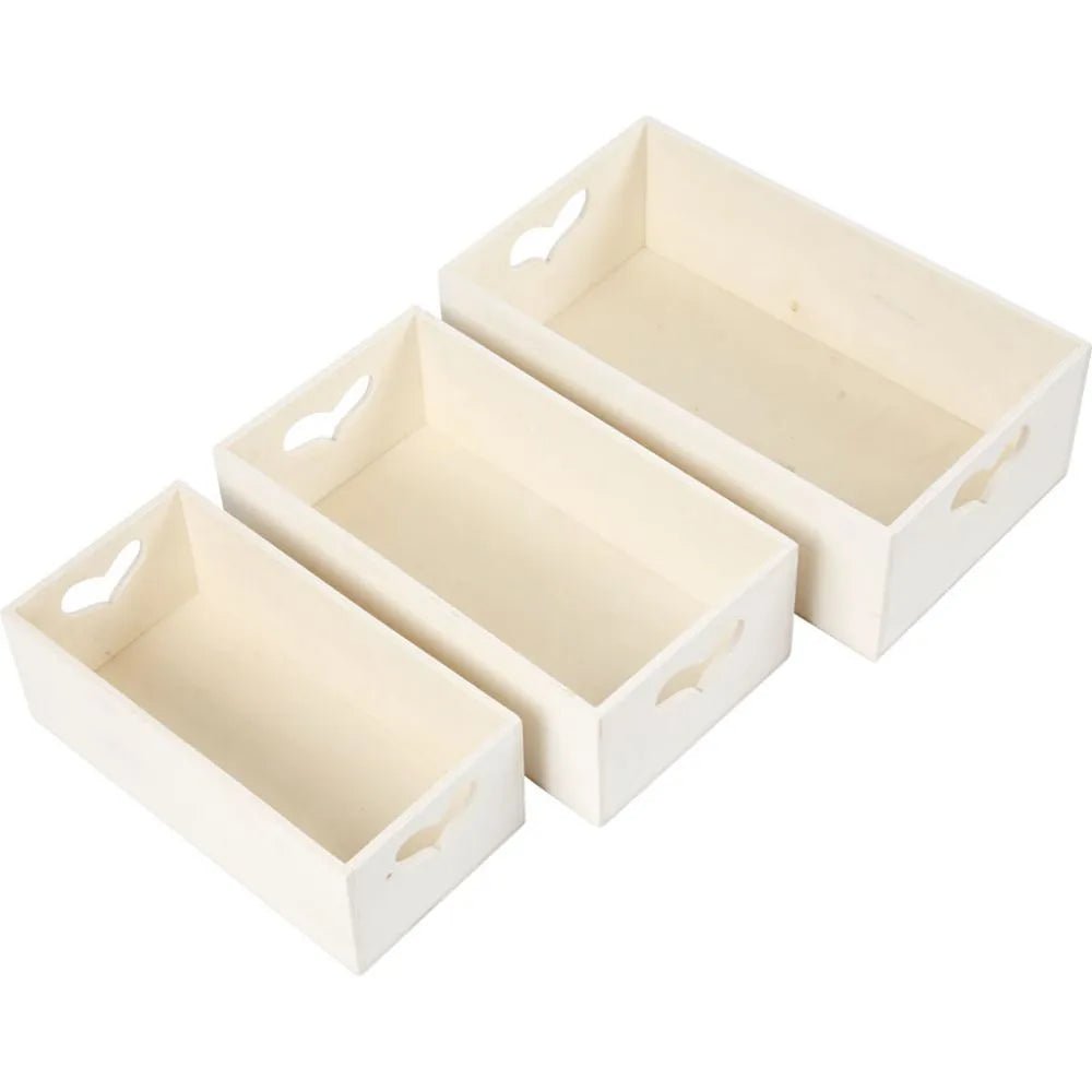 3 Practical Storage Wooden Boxes With Heart Handle Decoration Craft - Home - Crafts