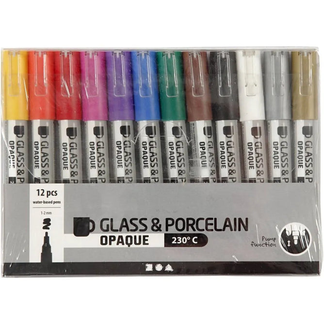 Glass Porcelain Pens Semi-Opaque Water-Based Pump-Action 1-2mm 4/12packs