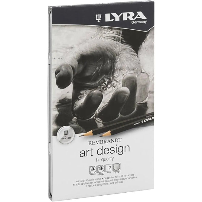 Lyra Premium Quality 12 Artists Drawing Pencils Tin Professional Set 6B to 4H