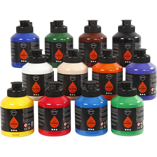 500ml Thick Semi-Glossy Acrylic Art Water-Based High Pigment Load Good Colour Fastness