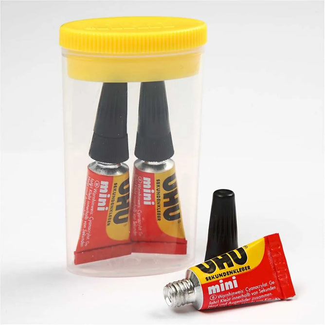 3 x UHU Supper Small Tube Glue For Cardboards Papers Painting Tools Varnish