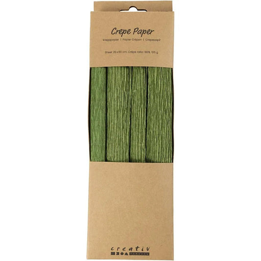 4 x Premium Crepe Paper Sheets for Crafting – Leaf Green , 180% Stretch, Perfect for Paper Flowers & Paper Crafts