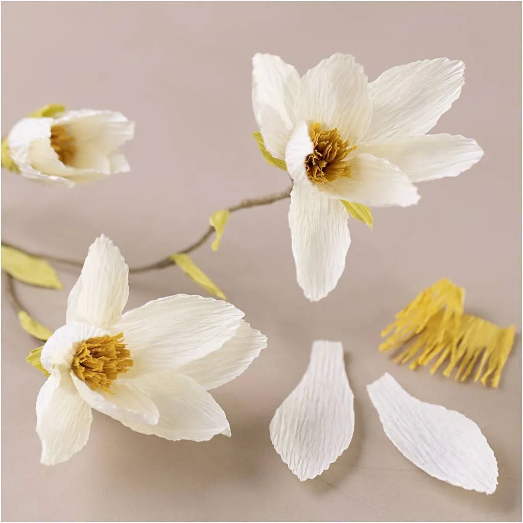 4 x Premium Crepe Paper Sheets for Crafting – Off-white , 180% Stretch, Perfect for Paper Flowers & Paper Crafts