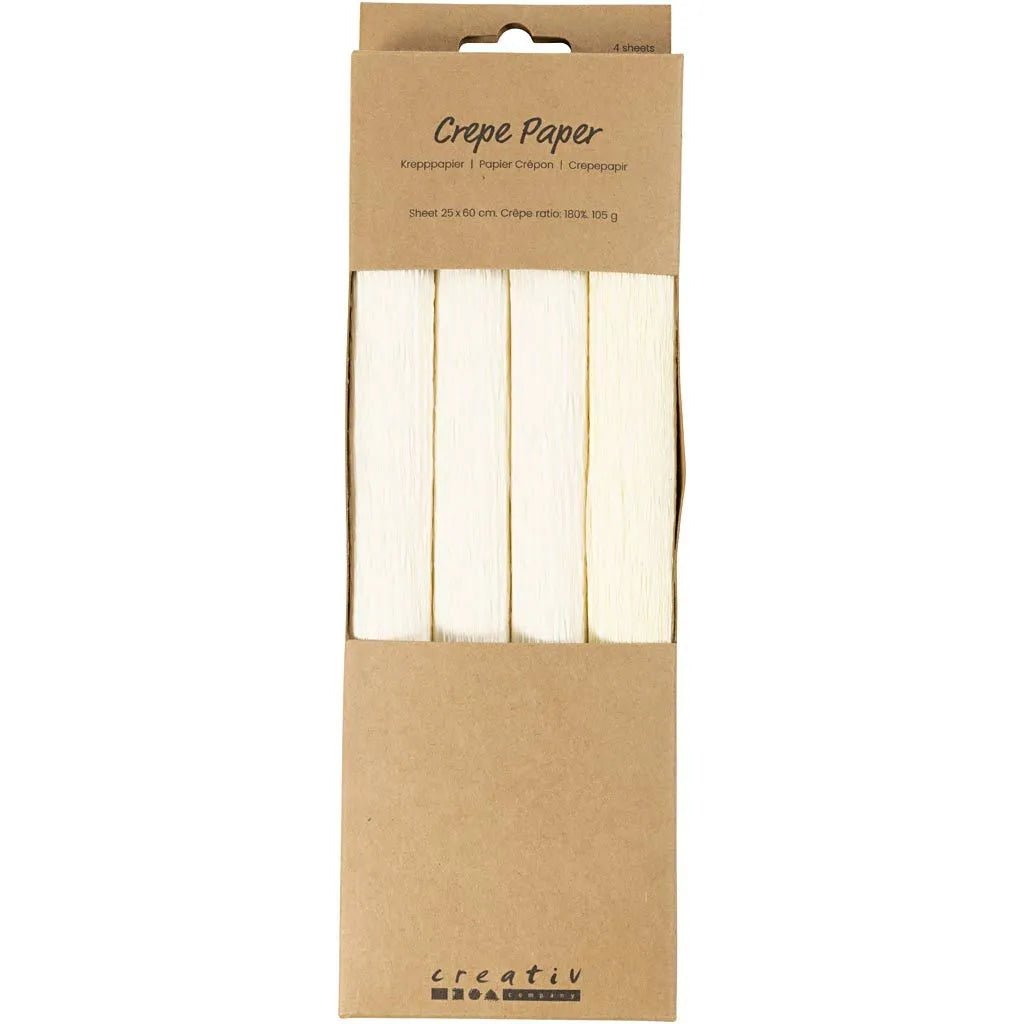 4 x Premium Crepe Paper Sheets for Crafting – Off-white , 180% Stretch, Perfect for Paper Flowers & Paper Crafts