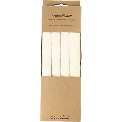 4 x Premium Crepe Paper Sheets for Crafting – Off-white , 180% Stretch, Perfect for Paper Flowers & Paper Crafts