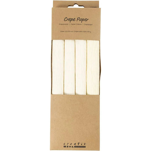 4 x Premium Crepe Paper Sheets for Crafting – Off-white , 180% Stretch, Perfect for Paper Flowers & Paper Crafts