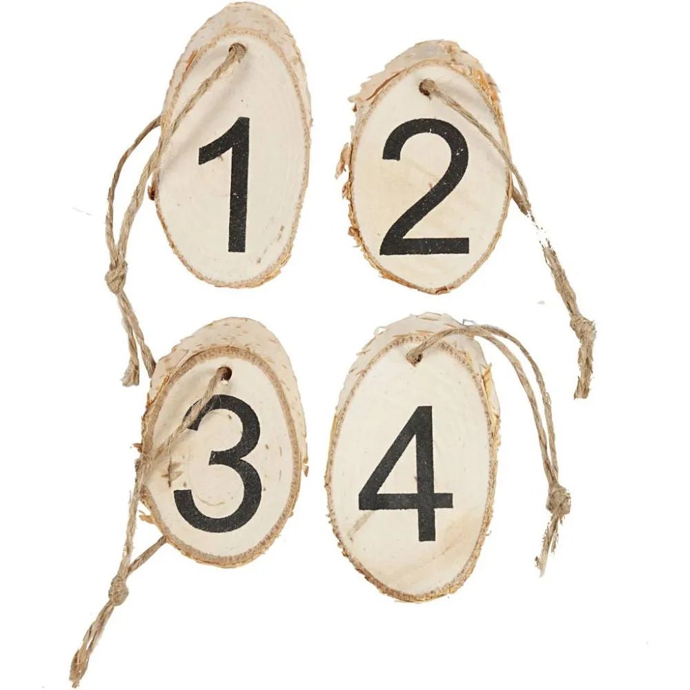4 x Wooden Birch Advent Number Discs 4pc Christmas Crafts Holiday Decorations