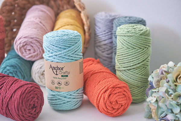 Anchor 3mm 250g 100% Recycled Soft 3-Ply Twisted Eco-Friendly Yarn - Knitting Crocheting Crafts - Various Colours