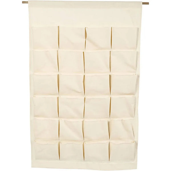 Hanging Canvas Organiser Natural White Pockets Christmas Filler Advent