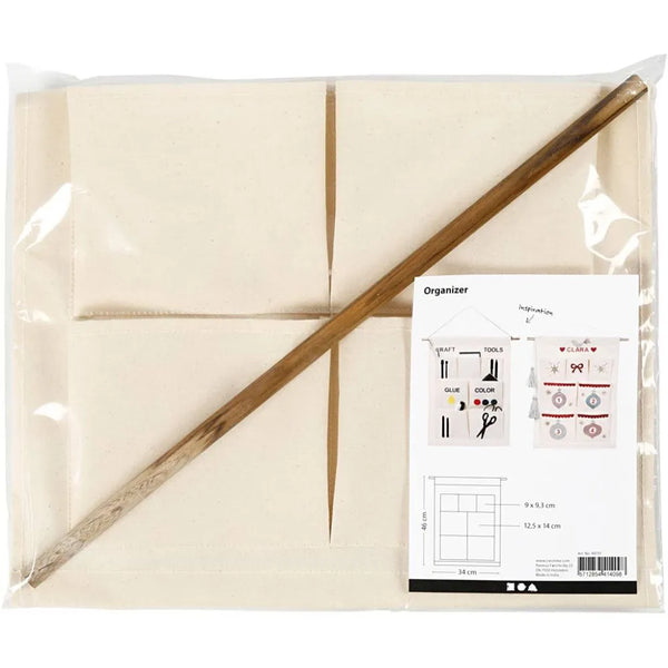 Hanging Canvas Organiser Natural White Pockets Christmas Filler Advent