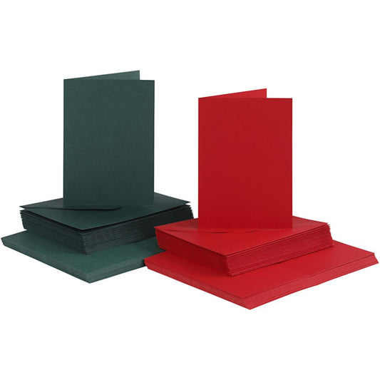 50 x Paper Cards Envelopes Sets Green Red Christmas Greeting Invitation 10.5x15 cm - Home - Crafts