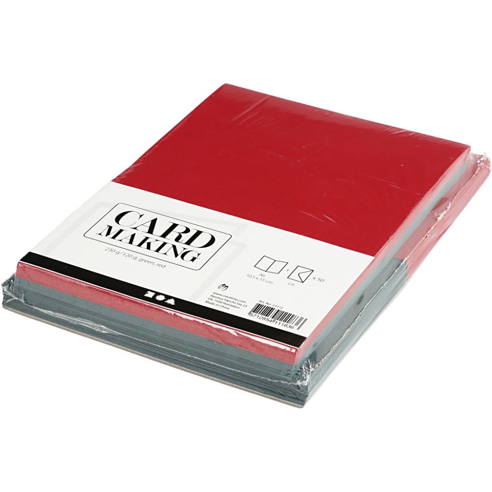50 x Paper Cards Envelopes Sets Green Red Christmas Greeting Invitation 10.5x15 cm - Home - Crafts