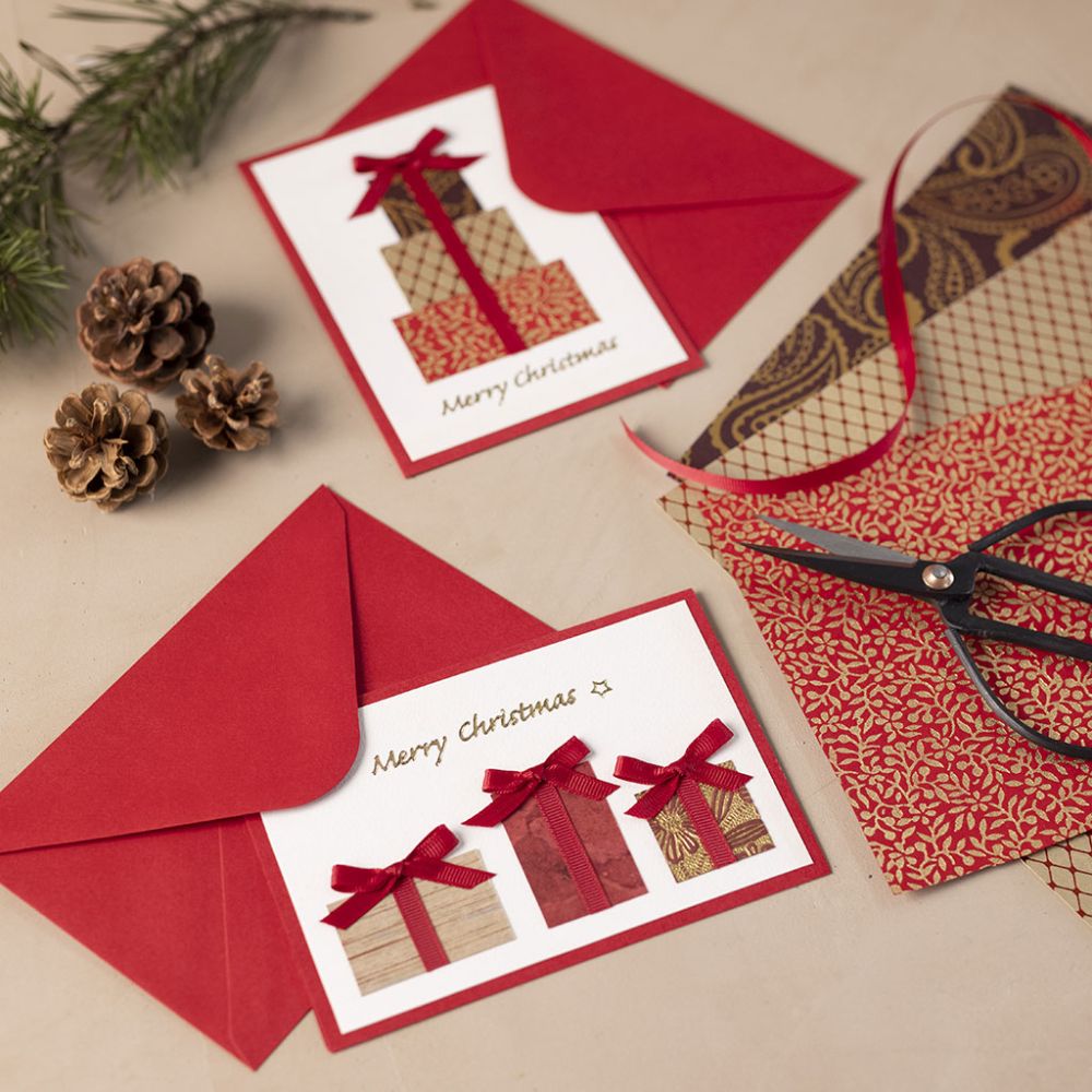 50 x Paper Cards Envelopes Sets Green Red Christmas Greeting Invitation 10.5x15 cm - Home - Crafts