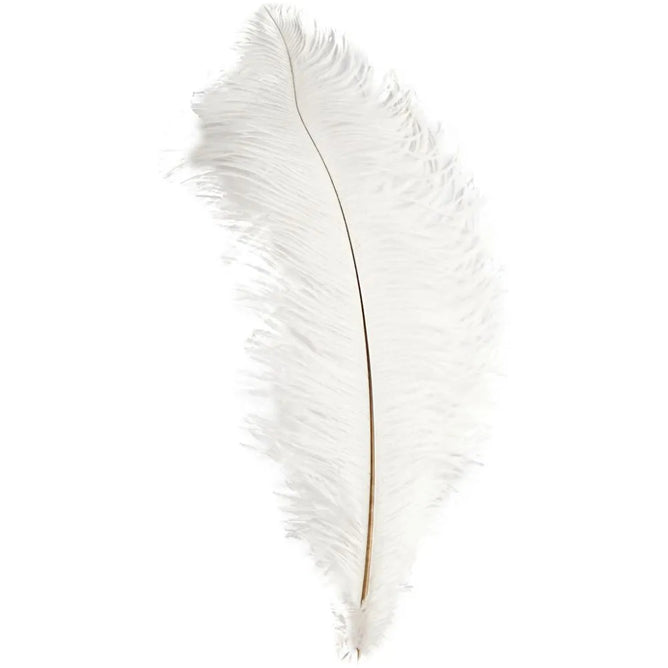 One White Ostrich Feather Craft Decoration 35-40cm For Easter Baskets Nests Eggs