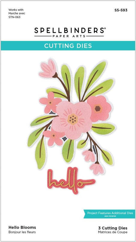 Spellbinders Hello Blooms Stencil & Die Bundle Sentiments Collection