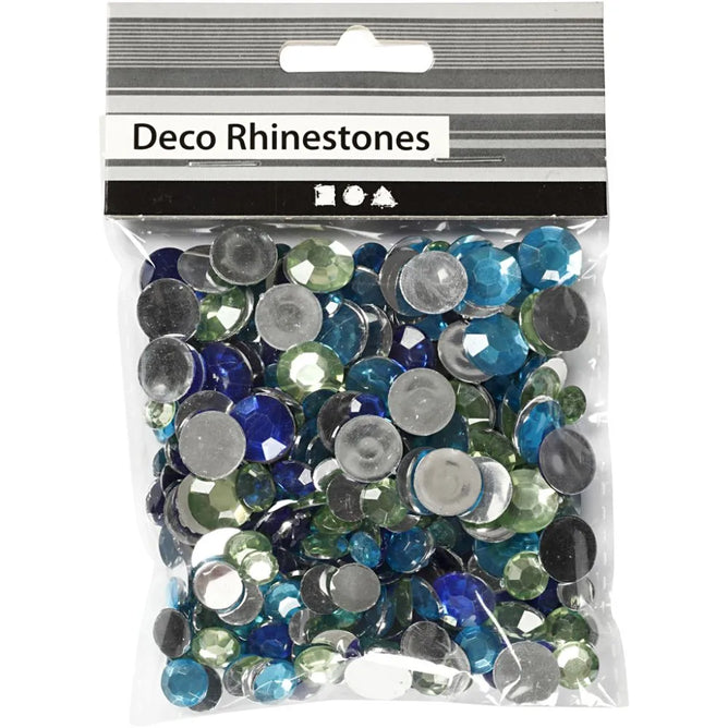 Rhinestones 360 Assorted Size Round Flat Back Card Making Crafts Blue Harmony