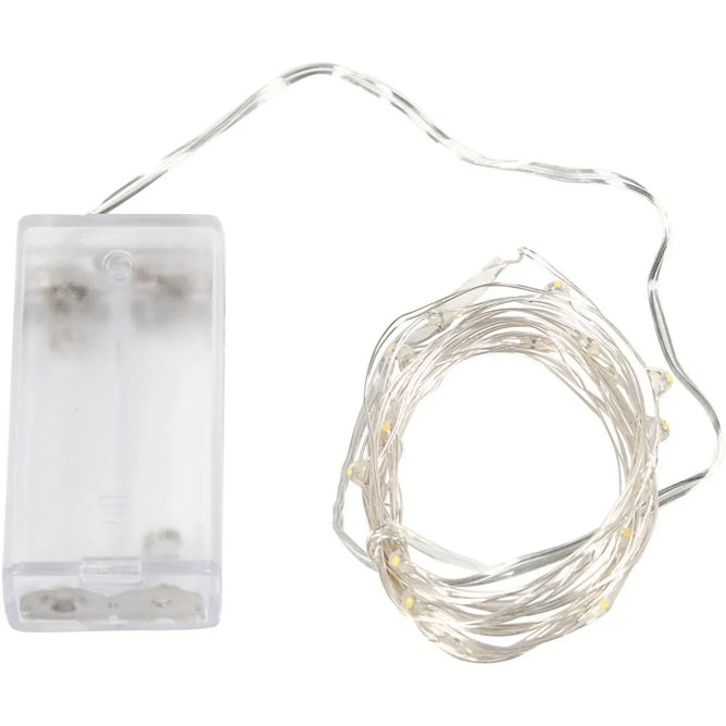 Small LED Lights String Battery Operated Silver Gold Transparent Christmas Deco