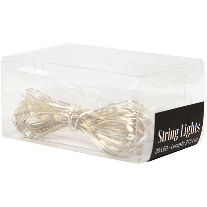 Small LED Lights String Battery Operated Silver Gold Transparent Christmas Deco