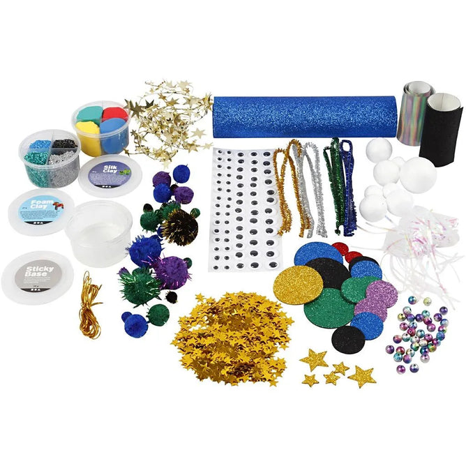 All-in-One Outer Space Creative Box - Foam Clay Silk Clay Googly Eyes & Fun Materials for Imaginative Projects