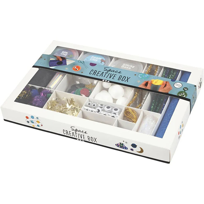 All-in-One Outer Space Creative Box - Foam Clay Silk Clay Googly Eyes & Fun Materials for Imaginative Projects