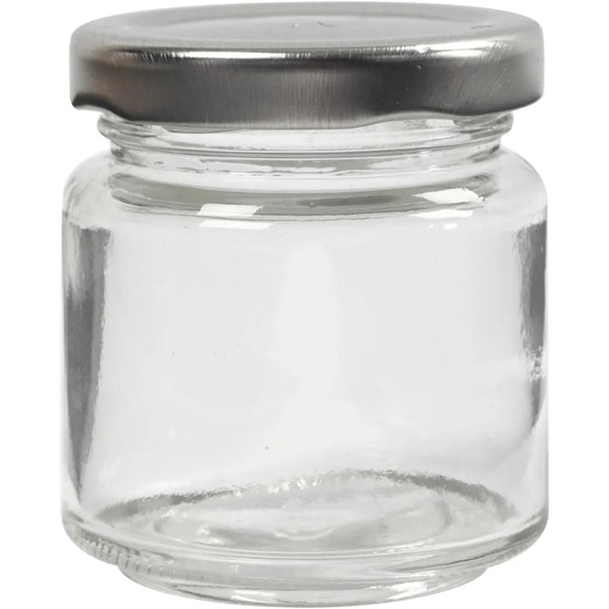 Jam Jars Bottles Glass Transparent Airtight Preserve Silver Lid 100-270ml