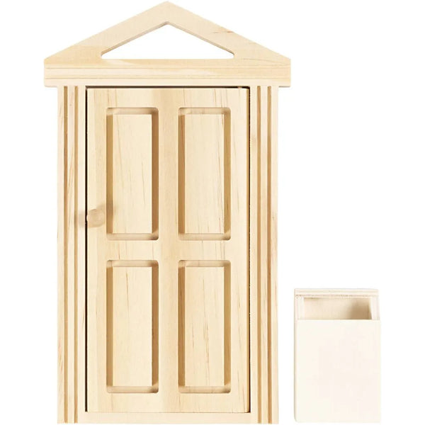 Miniature Door With Cornice And Mailbox Decoration