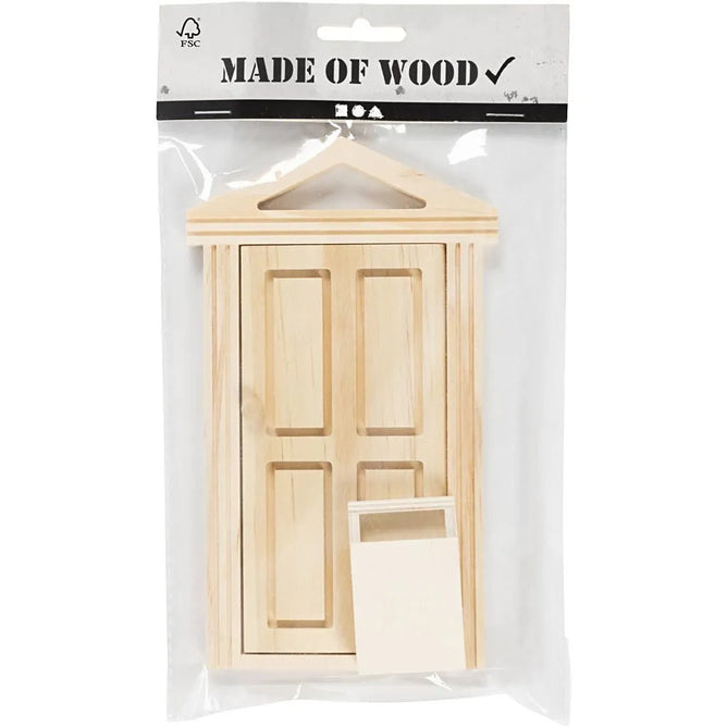 Miniature Door With Cornice And Mailbox Decoration