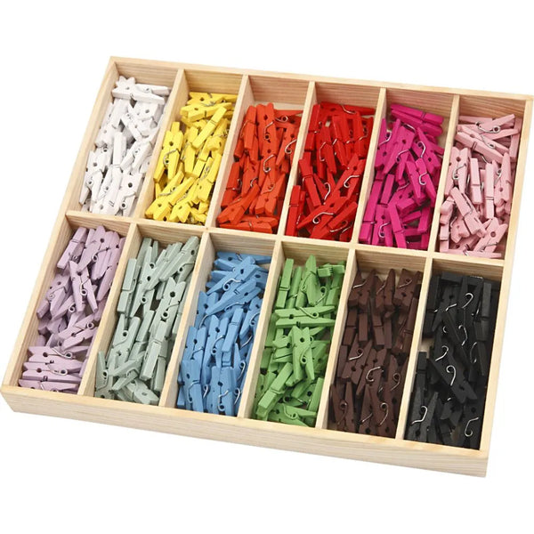 Mini Pegs Clothes 288 Colourful Wooden 12 Colours Decoration Card Making Boxed