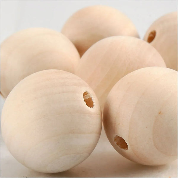 8 x 25mm Wooden Bead Round Macramé Jewellery Making Supplies Crafts