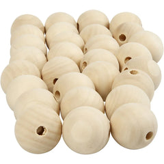 100 x 25mm Wooden Bead Round Macramé Jewellery Making Supplies Crafts