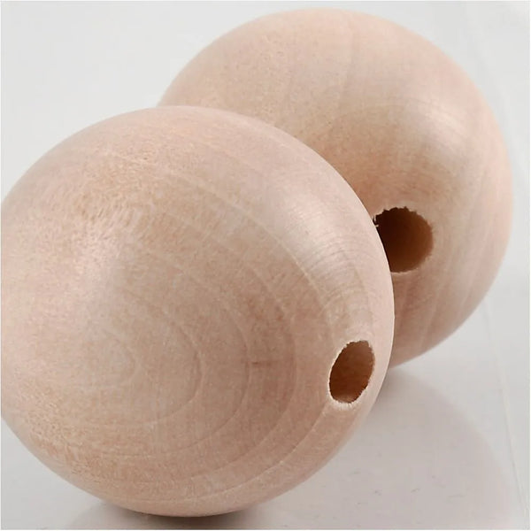 2 x 35mm Wooden Bead Round Macramé Jewellery Making Supplies Crafts