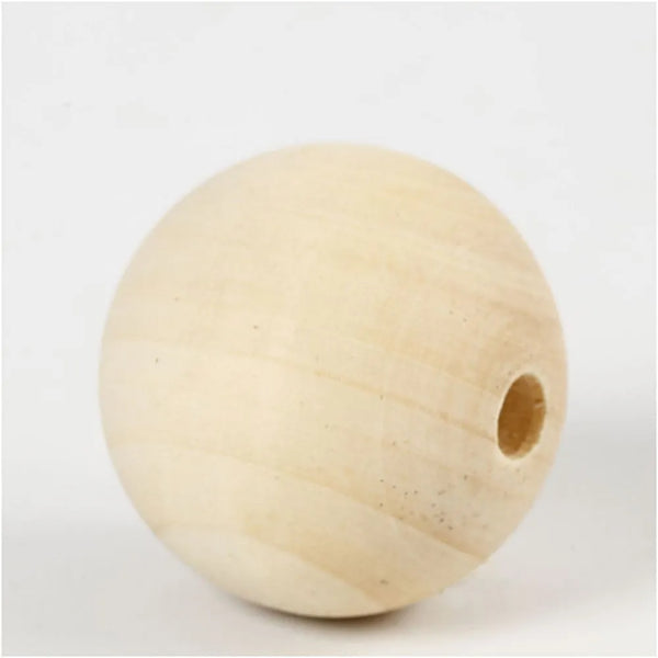 6 x 40mm Wooden Bead Round Jewellery Making Macramé Supplies Crafts