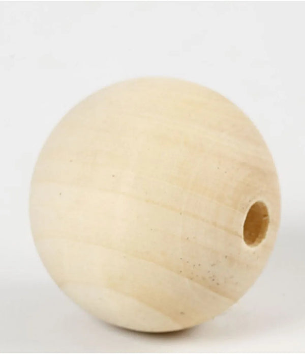 6 x 40mm Wooden Bead Round Jewellery Making Macramé Supplies Crafts