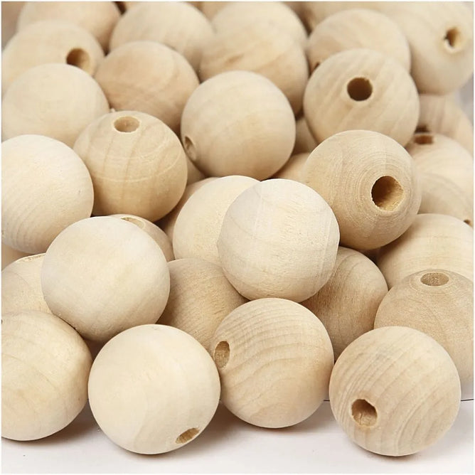 200 x 20mm Wooden Bead Round Macramé Jewellery Making Supplies Crafts