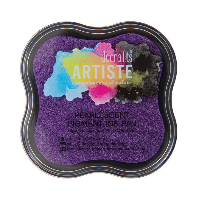 DoCrafts Artiste Pearlescent Matt Ink Pads 18 Shades - Stamping Embossing Powders Crafting Non-Toxic Acid-Free