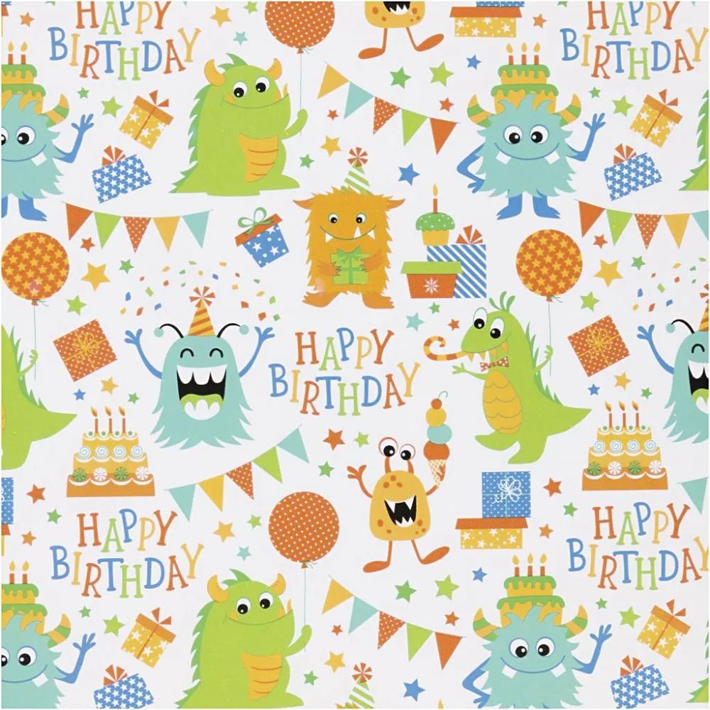 5M Birthday Monsters Gift Wraps High-Quality Wrapping Paper