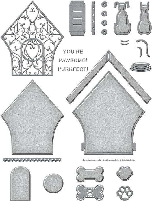 Spellbinders 3D Vignette Pet House Etched Die Set - 24 Dies