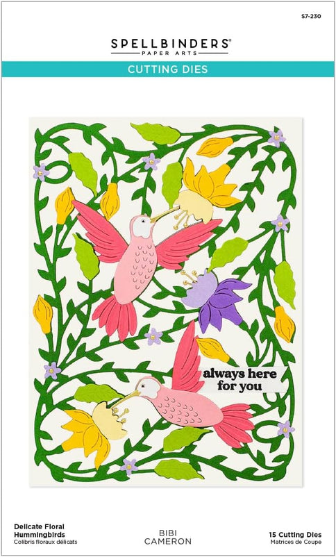 Spellbinders Delicate Floral Hummingbirds by Bibi Cameron Etched Dies
