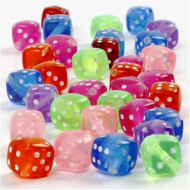 Dice Shaped Mix Plastic Acrylic Beads Jewellery Making Supplies Crafts D:7x7 mm