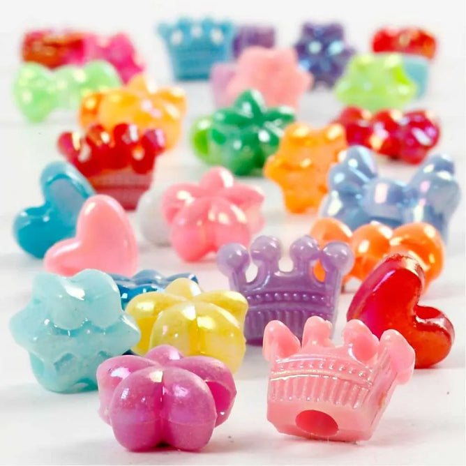 Novelty Shaped 10mm Colourful Mixed Assorted Plastic Beads Jewellery Craft 75g