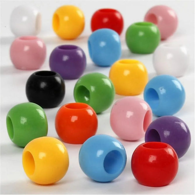 Opaque Plastic Pony Beads Jewellery Making Supply Crafts Decoration D:10mm 110ml