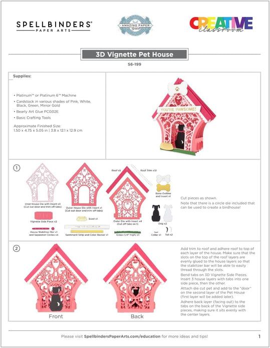 Spellbinders 3D Vignette Pet House Etched Die Set - 24 Dies