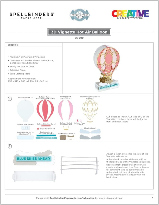 Spellbinders 3D Vignette Hot Air Balloon Etched Die Set
