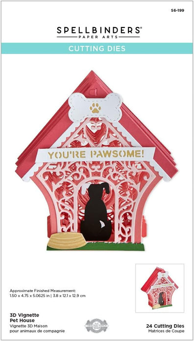 Spellbinders 3D Vignette Pet House Etched Die Set - 24 Dies