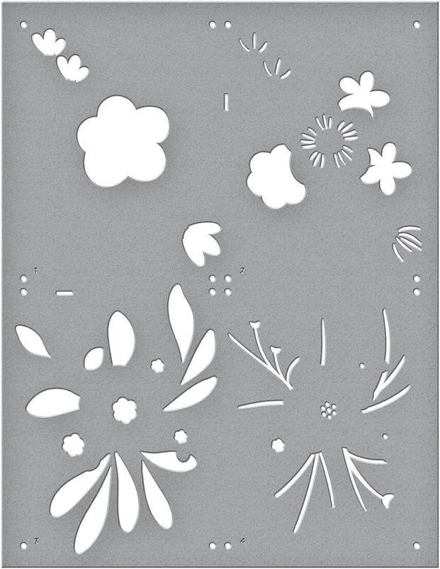 Spellbinders Hello Blooms Stencil & Die Bundle Sentiments Collection