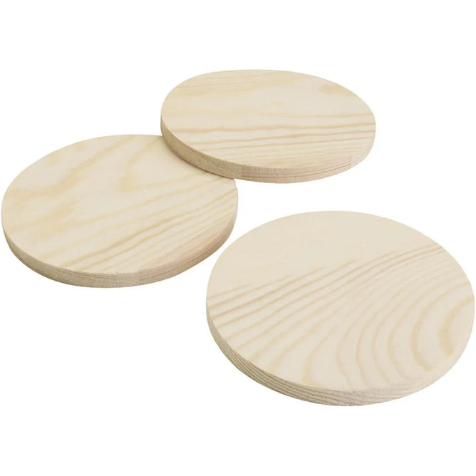 5 x Wooden drink coasters tiles H:8mm D:9cm