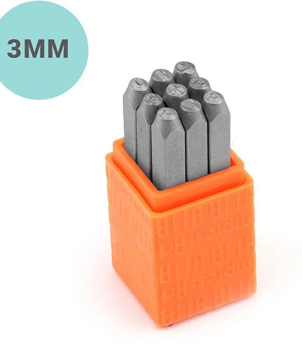 9 x Impress Art Steel Sans Serif Numbers Embossing Stamps Jewellery Making